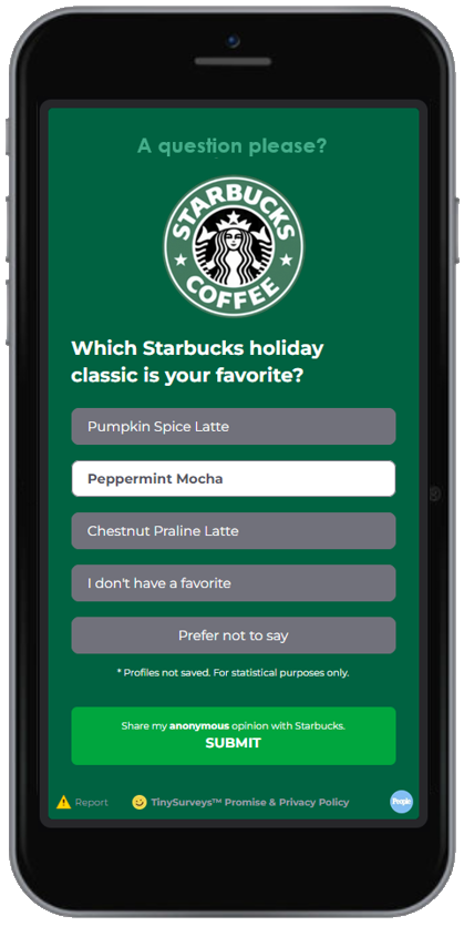 Starbucks TinySurvey